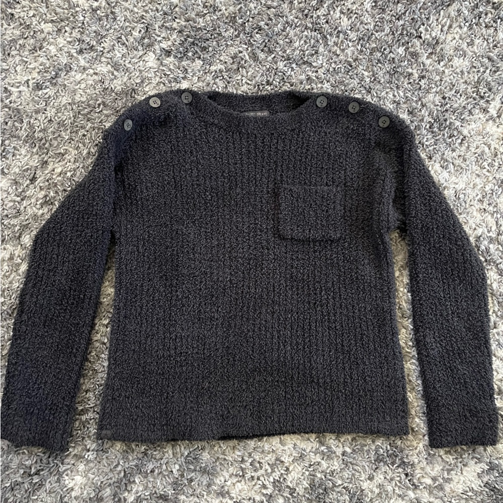 Barefoot Dreams Cozychic Grey Button Shoulder Super Soft Women’s Sweater size XL
